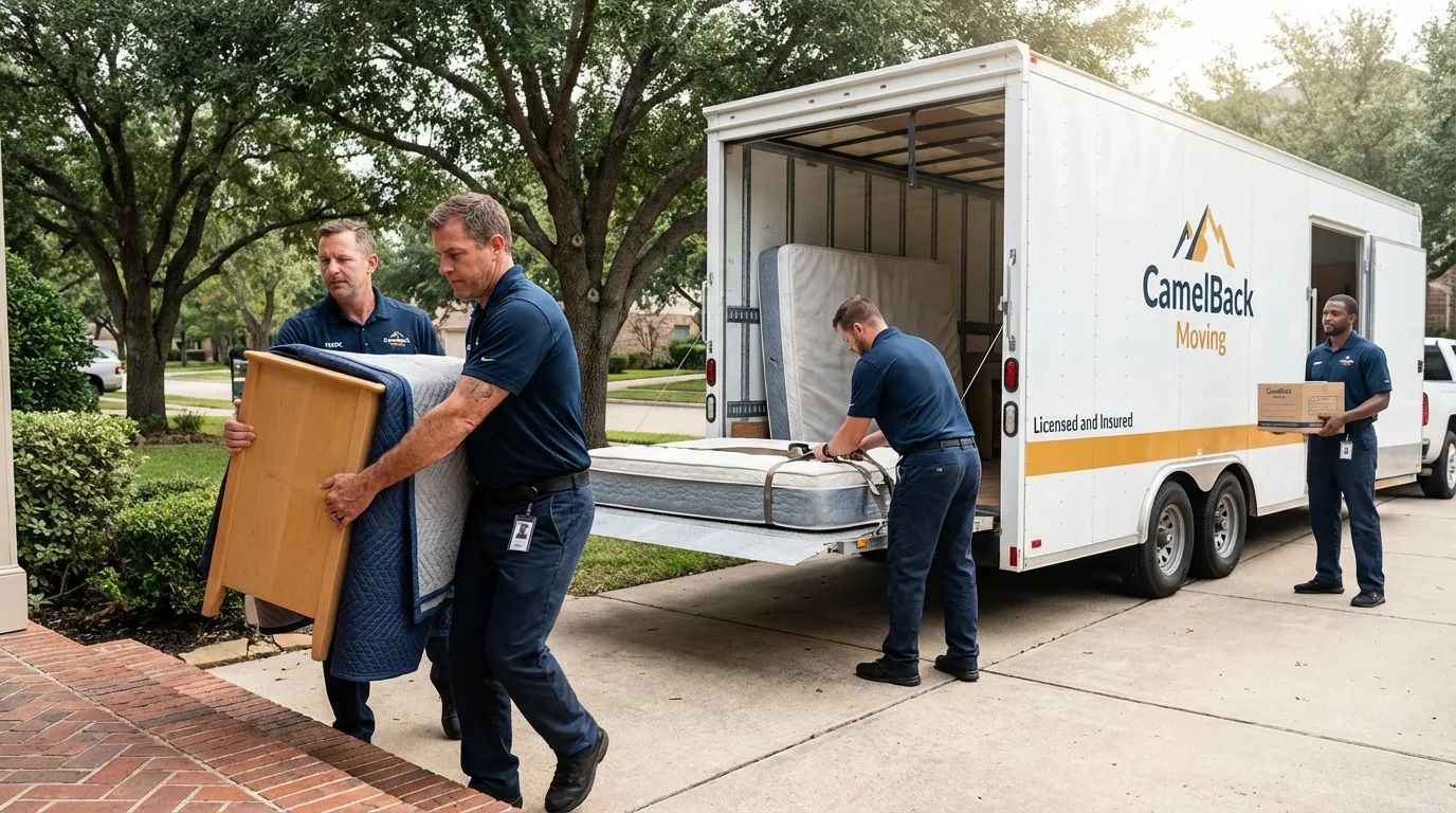 Crew loading residential truck for cross-state move from Atwood, IL