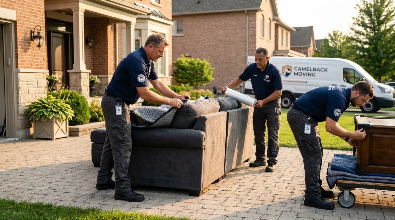 Large estate moving crew wrapping furniture in Atwood, IL